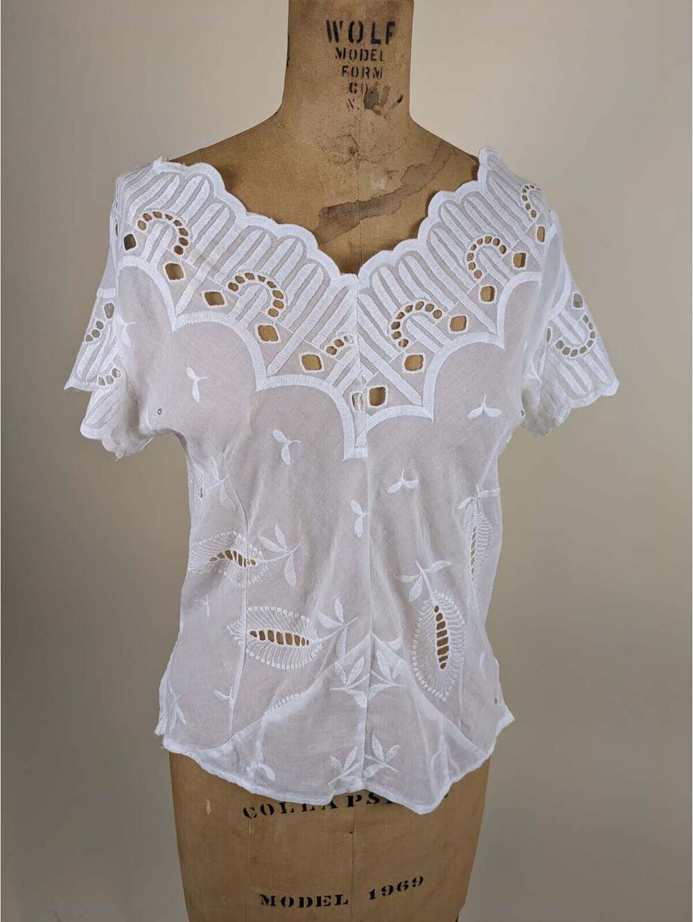 1990's lace cottage boho cotton top